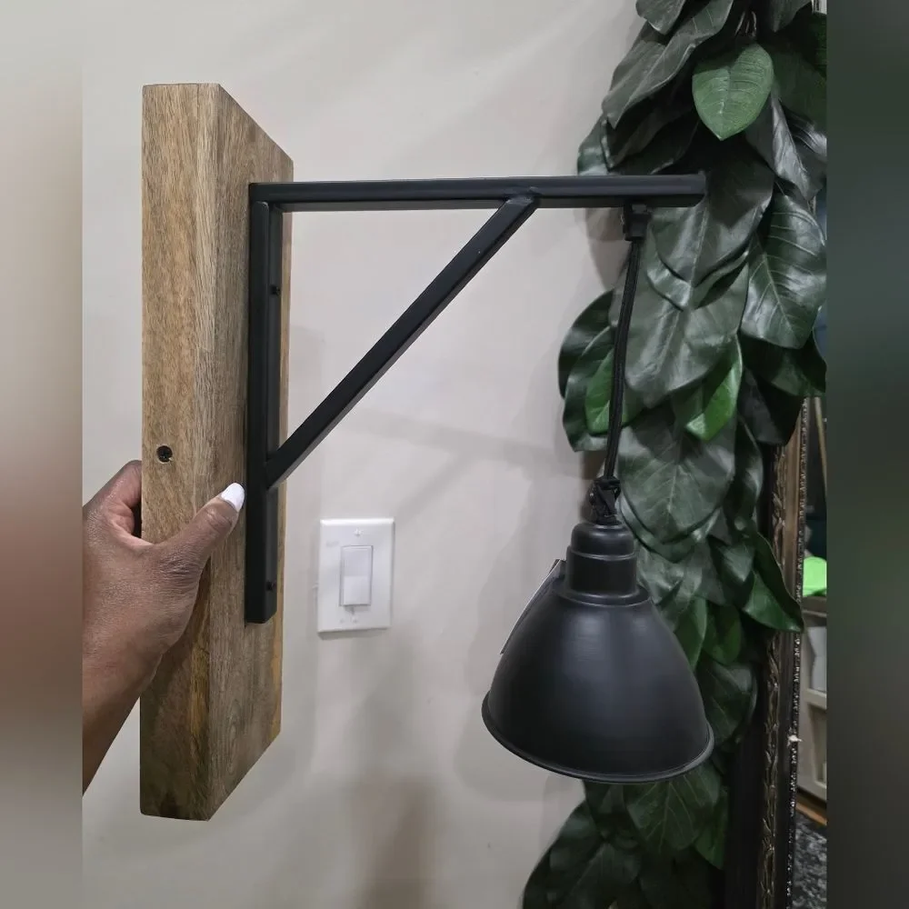 Magnolia Home by Joanna Gaines Wall Mounted Lamp Sconce Metal Wood Plug In